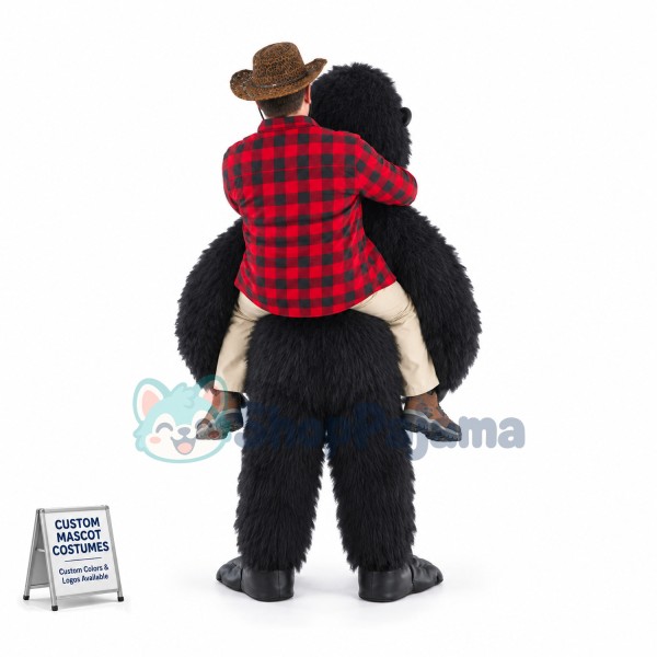 Carry Me Ride On Black Gorilla Long Fur Costume Animal Funny Pants Novelty