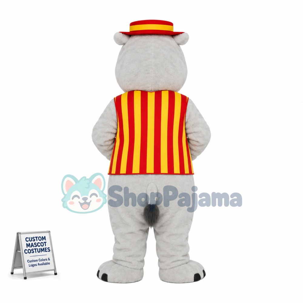 Lovely Grey Rhino Mascot Costume Fancy Dress Outfit