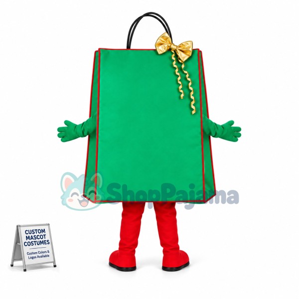 Deluxe Cartoon Green Gift Bag With Bow Mascot Costume 