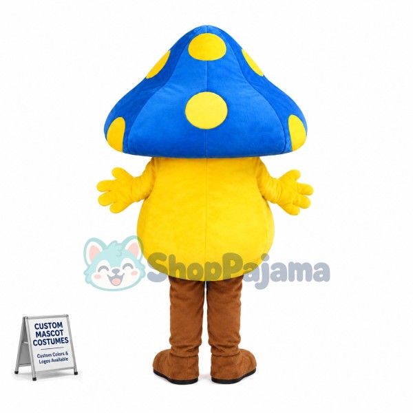 Adult Cartoon Blue Mushroom Mascot Costume 