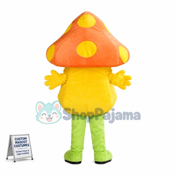 Adult Cartoon Orange Mushroom Mascot Costume 