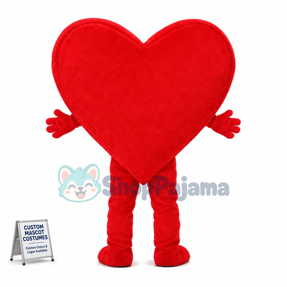 Deluxe Cartoon Red Heart Mascot Adult Costume