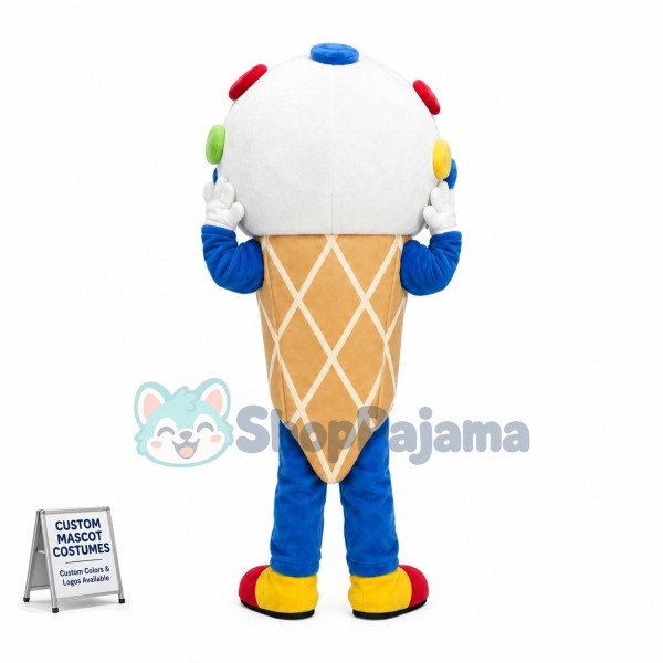 Deluxe Cartoon Ice Cream Cone Cupcake Mascot Costume 