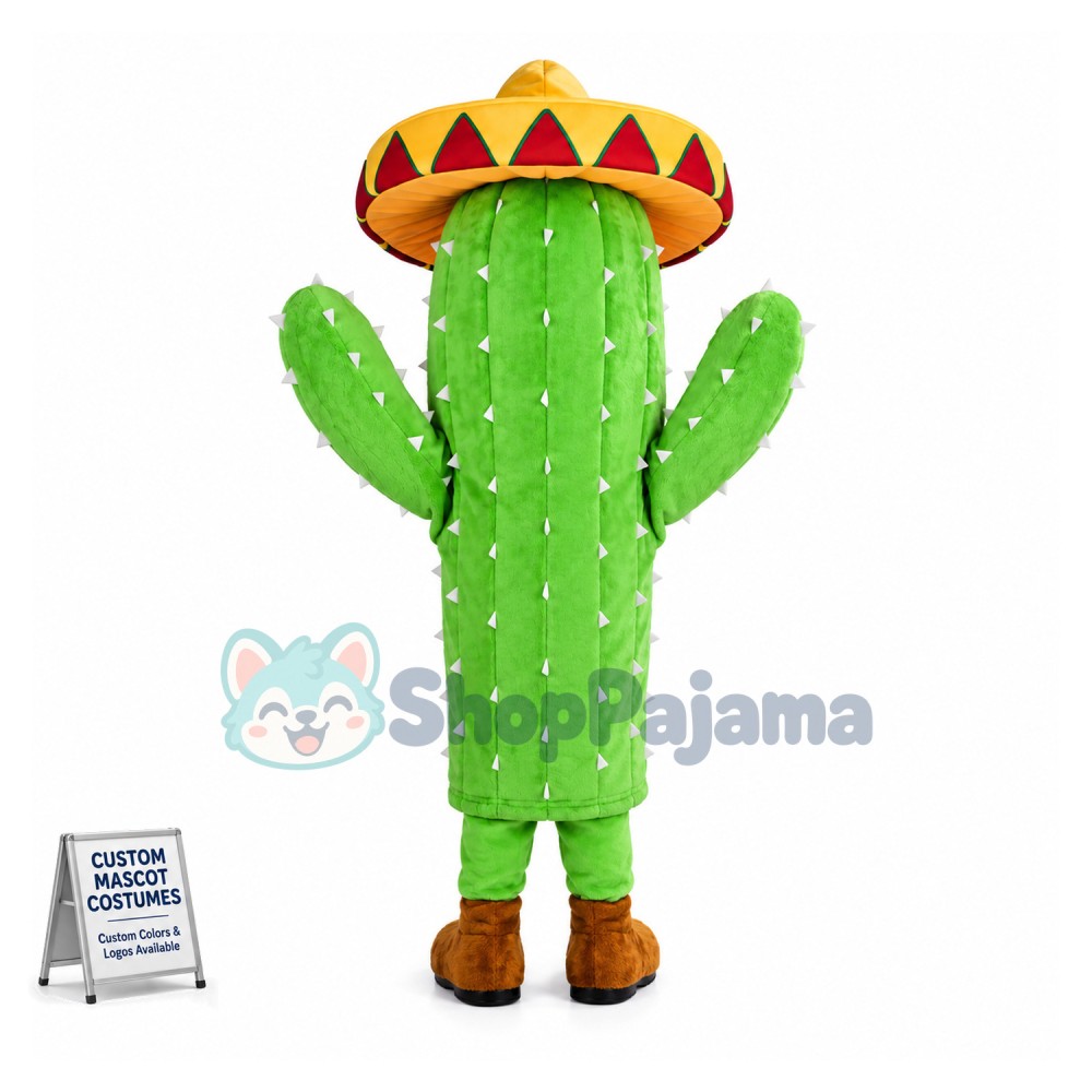 Adult Cartoon Mexican Cactus Mascot Costume 