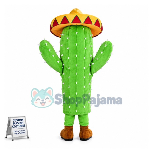 Adult Cartoon Mexican Cactus Mascot Costume 