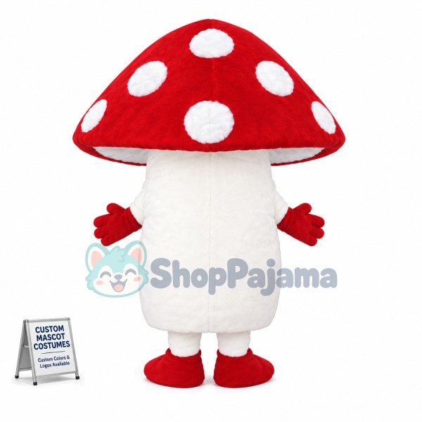 Adult Cartoon Red Mushroom Mascot Costume	