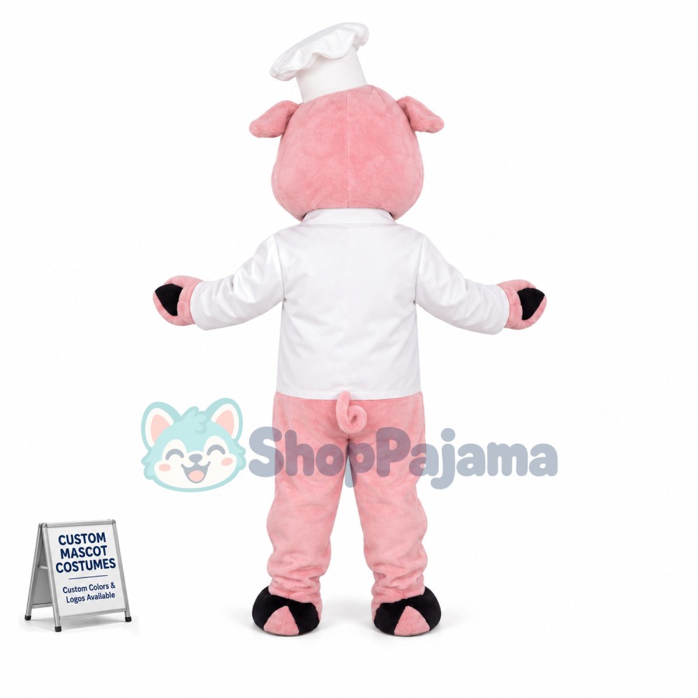 Lovely Chef Pink Pig Mascot Costume 