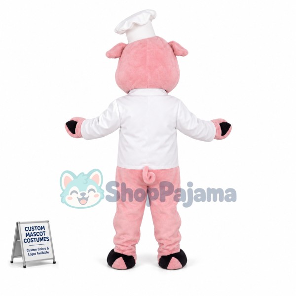 Lovely Chef Pink Pig Mascot Costume 
