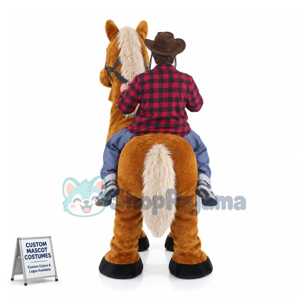 Carry Me Ride On Brown Horse Costume Animal Funny Pants Novelty For 2 Person