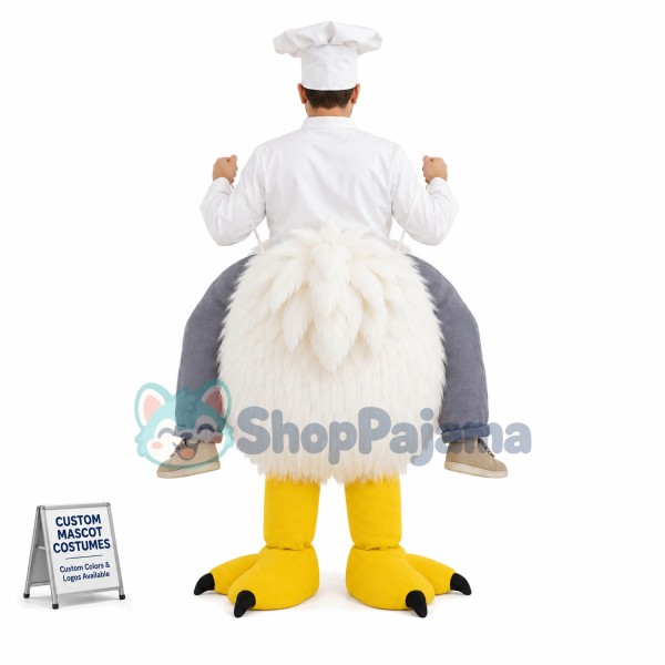Carry Me Ride On White Rooster Long Fur Costume Animal Funny Pants Novelty 