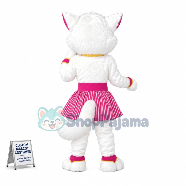 Lovely Beautiful White Cat Girl Mascot Costume 