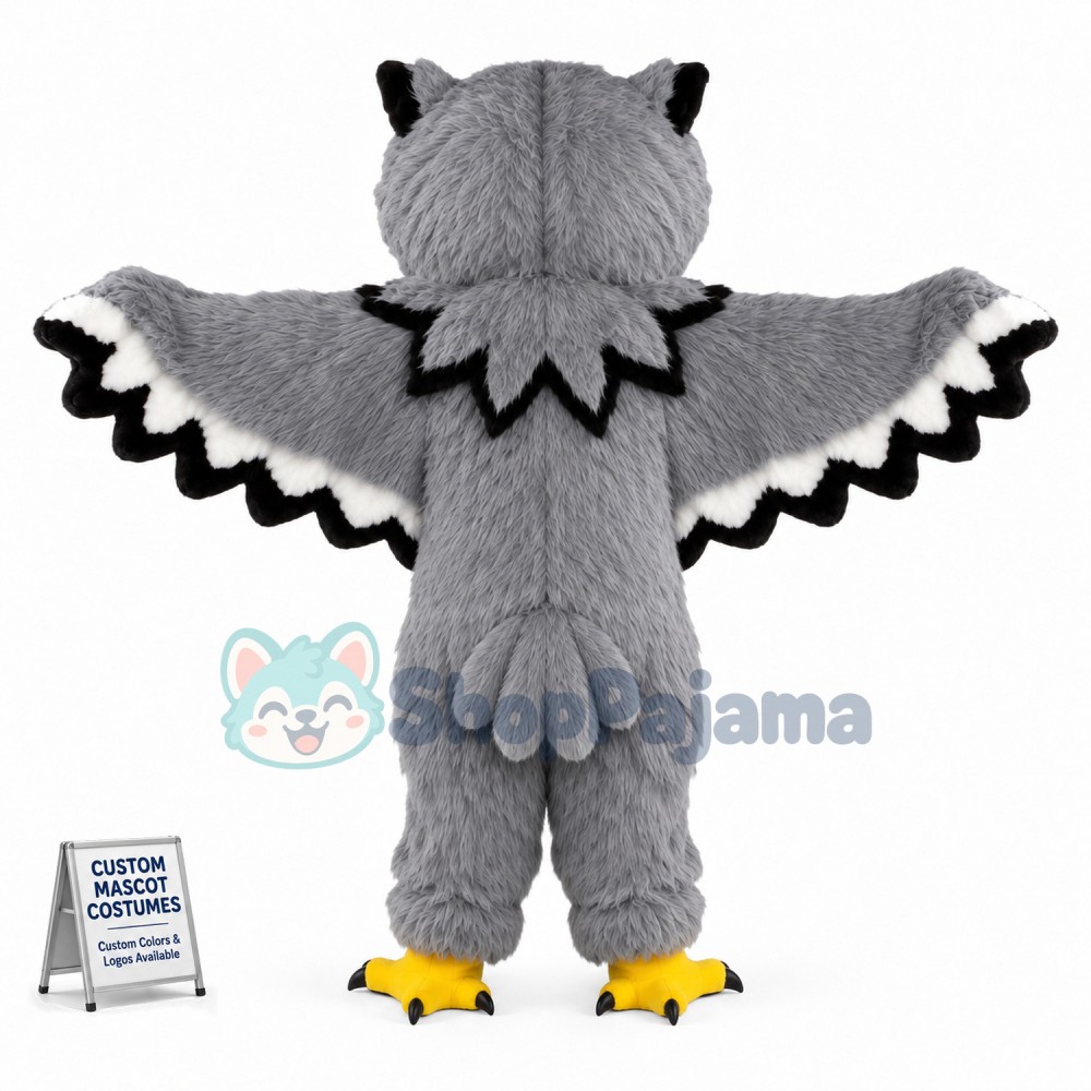 Grey Owl Long Fur Mascot Costume