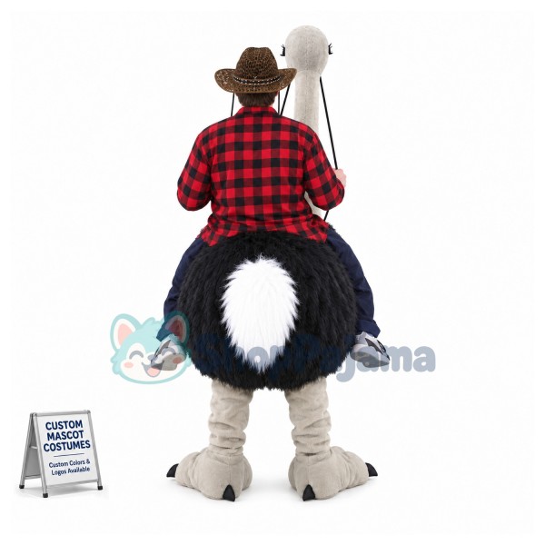 Carry Me Ride On Ostrich Long Fur Costume Animal Funny Pants Novelty	
