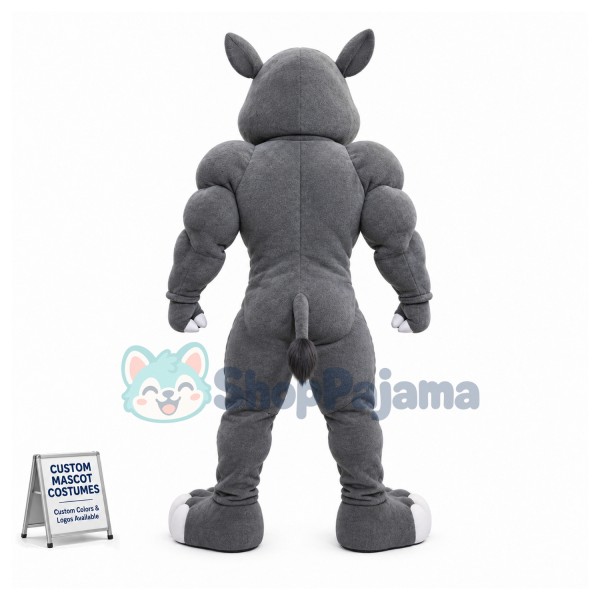 Sports Grey Rhino Mascot Costume 