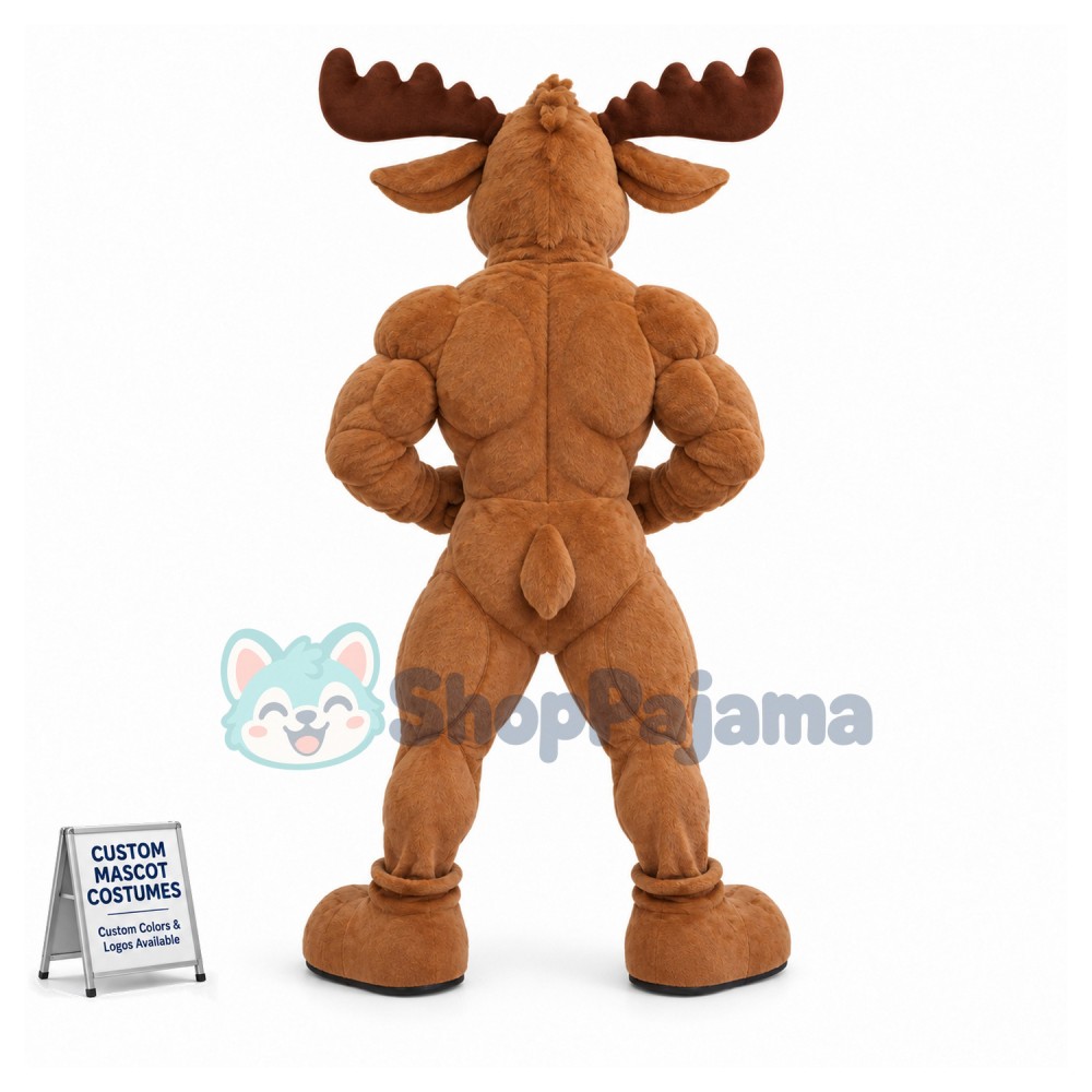 Fierce Power Brown Moose Academy Mascot Costume 