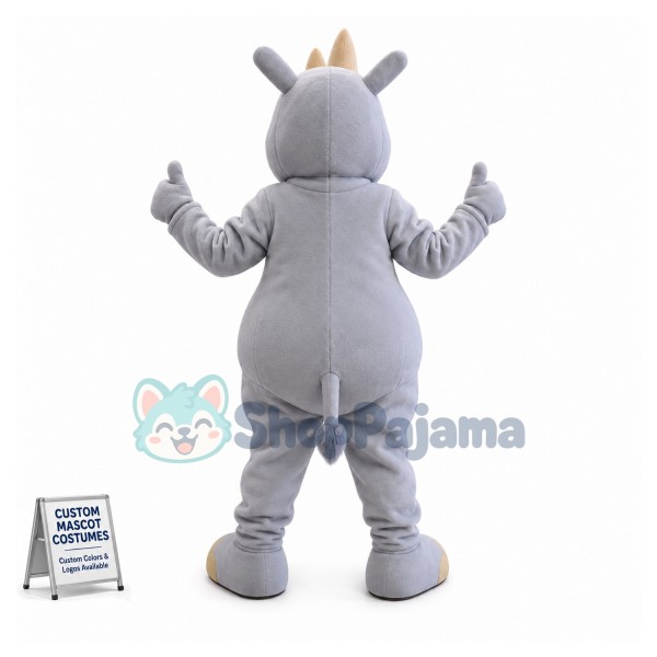 Ice Hockey Grey Rhino Mascot Costume 
