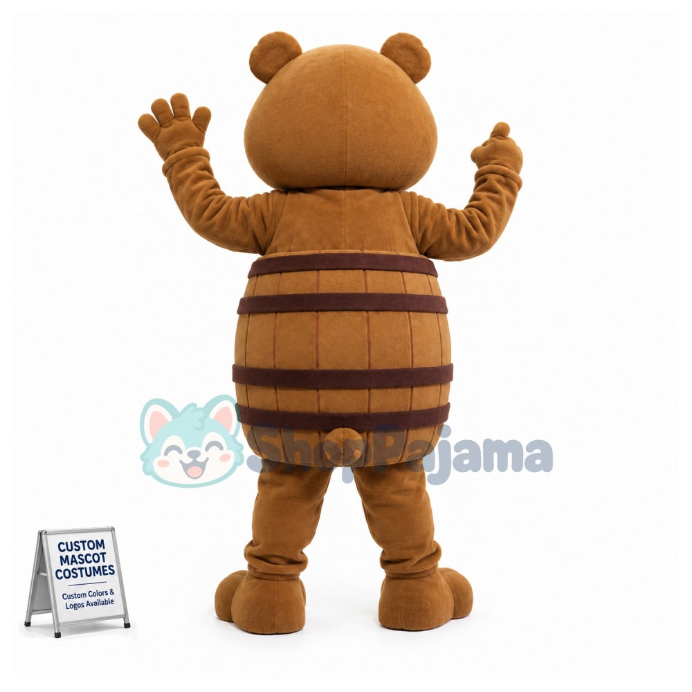 Adorable Barrel Bear Mascot Costume 