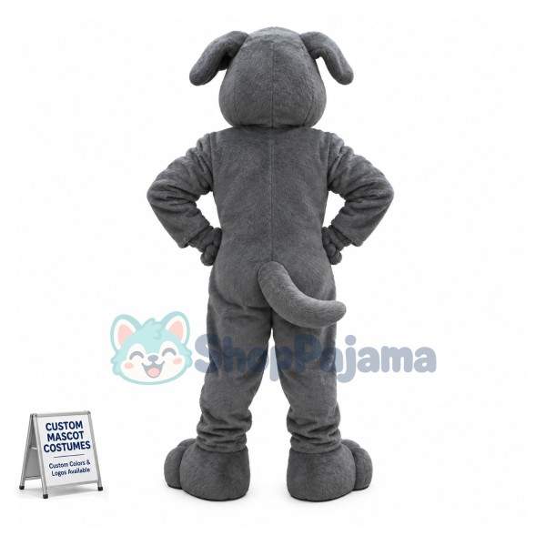 Lovely Grey Wolfhound Pup School Mascot Costume 