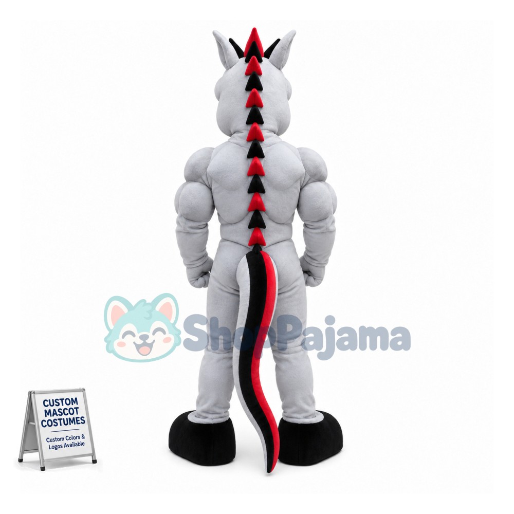 Power Gray Mustang Mascot Adult Costume 