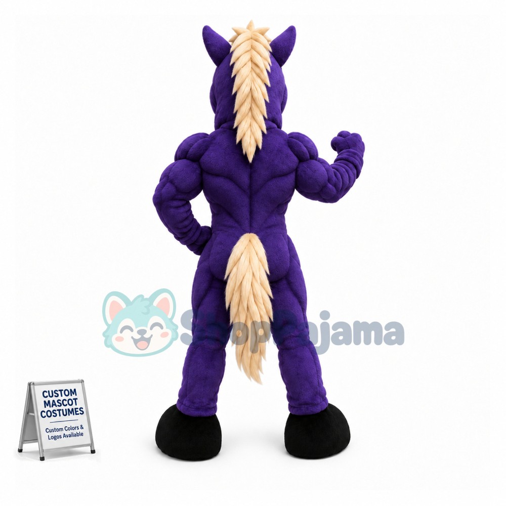 University Power Purple Mustang Mascot Costume 