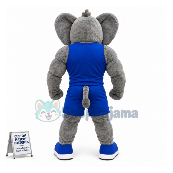 University Power Fierce Gray Mastodon Mascot Costume 