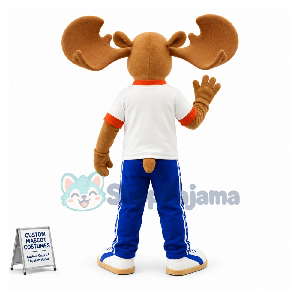 Polite Light Brown Moose Mascot Adult Costume 