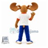 Polite Light Brown Moose Mascot Adult Costume 