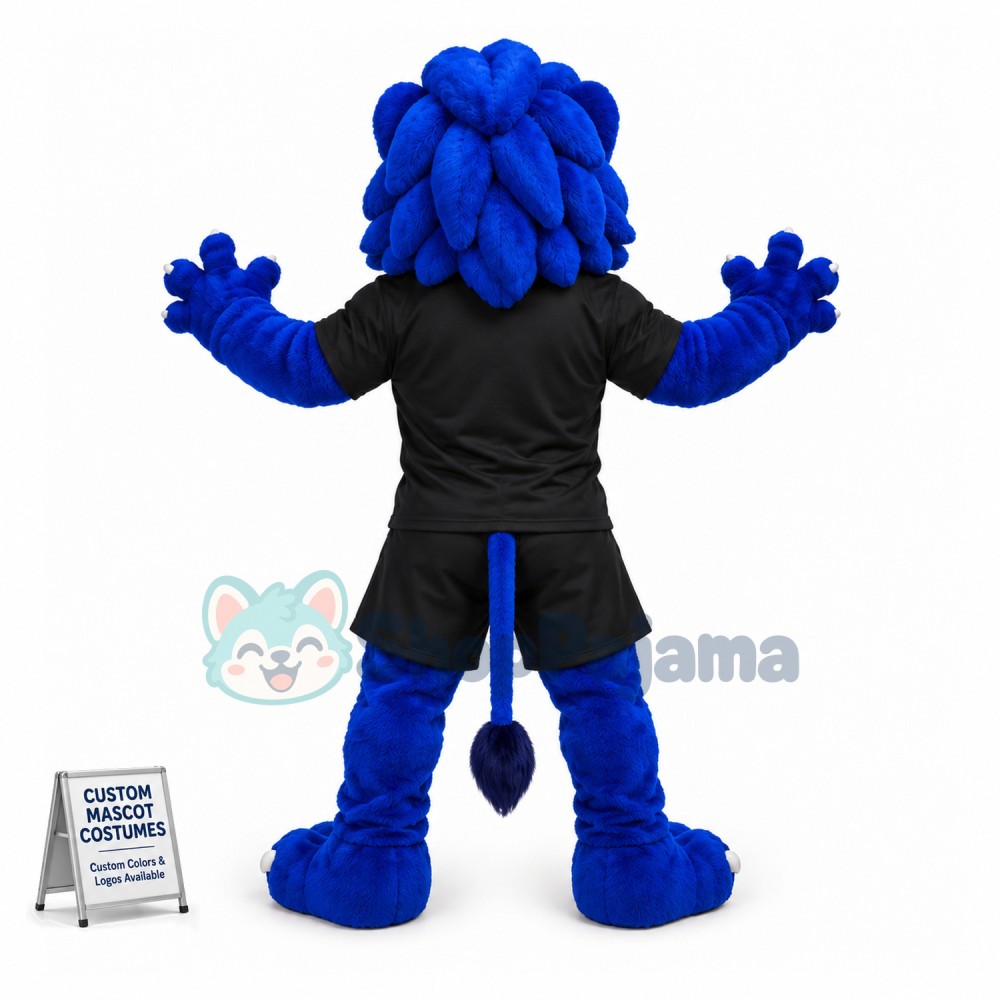 Blue Lion With White Face High School Mascot Costume 