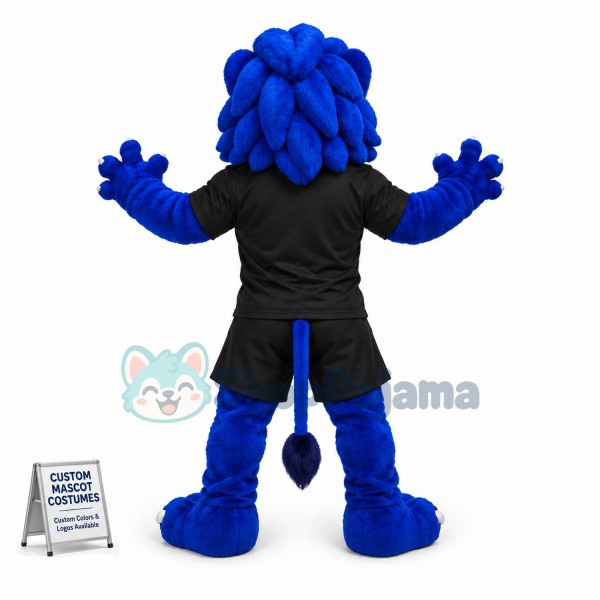 Blue Lion With White Face High School Mascot Costume 