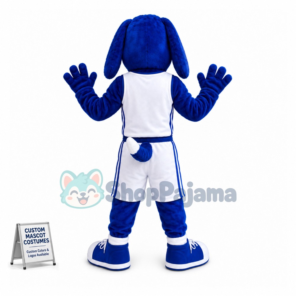 Lovely Basketball Blue Hound Mascot Costume 