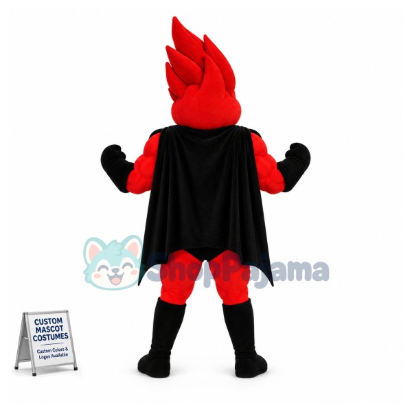Superhero Red Boy Mascot Adult Costume 