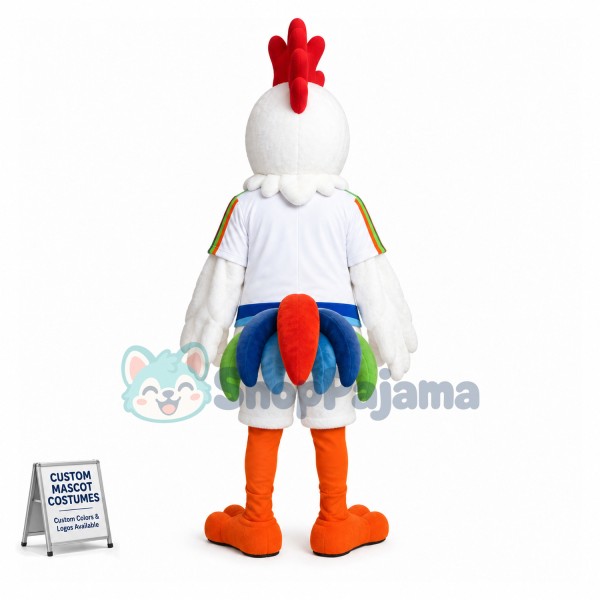 White Rooster Mascot Adult Costume 