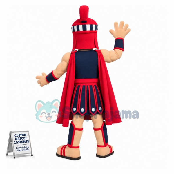 Blue & Red Spartan Warrior Mascot Costume 