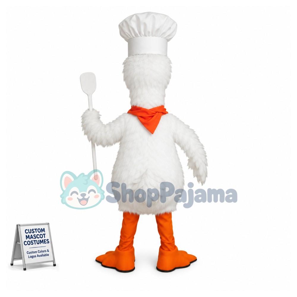Chef White Duck Mascot Costume 
