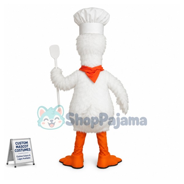 Chef White Duck Mascot Costume 