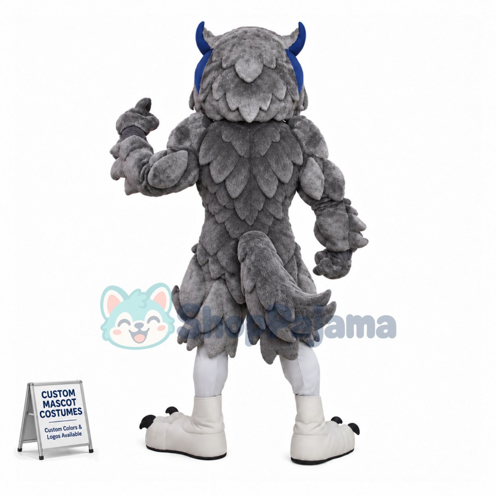 Screaming Power Grey Owl Mascot Costume 