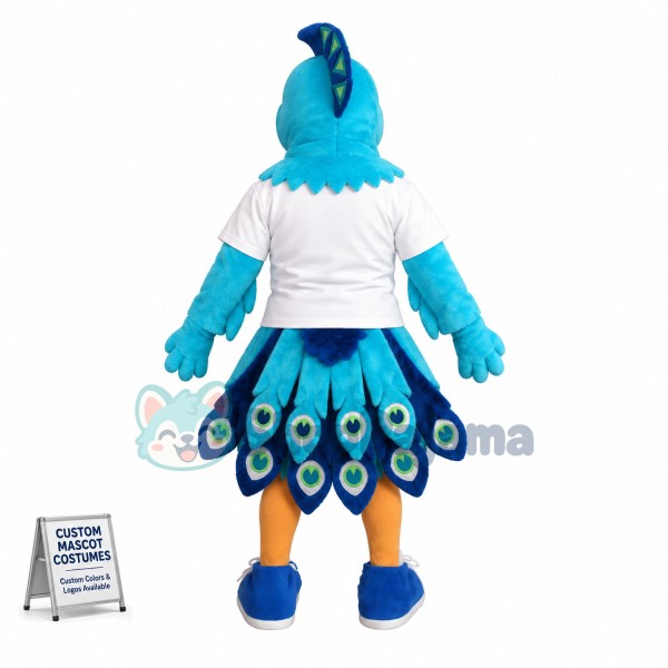 University Blue Peacock Mascot Costume	