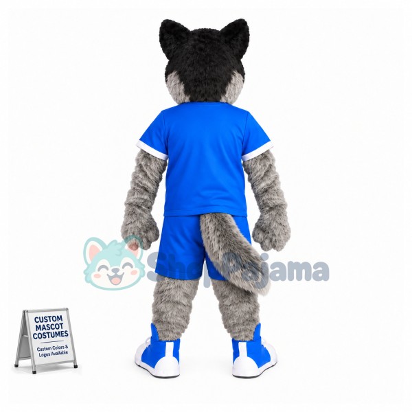 College Grey Husky Dog Mascot Costume 