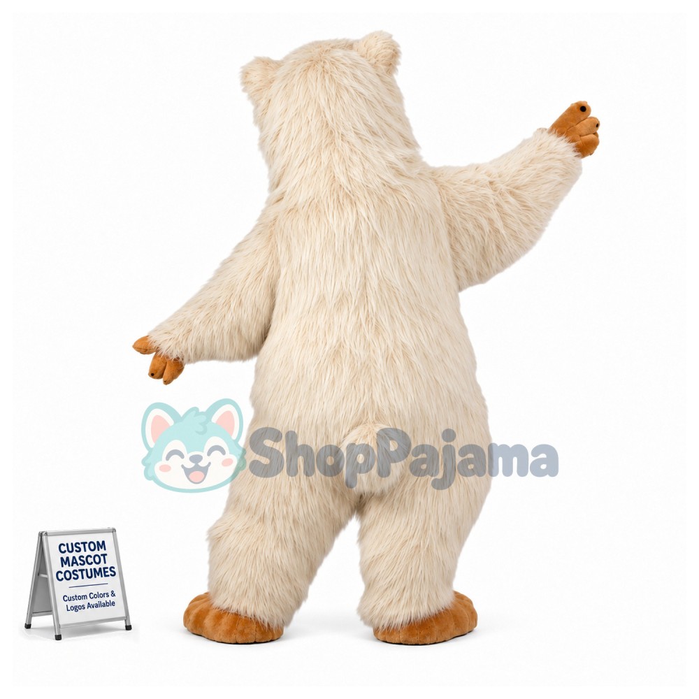 White Ape Long Fur Mascot Costume 