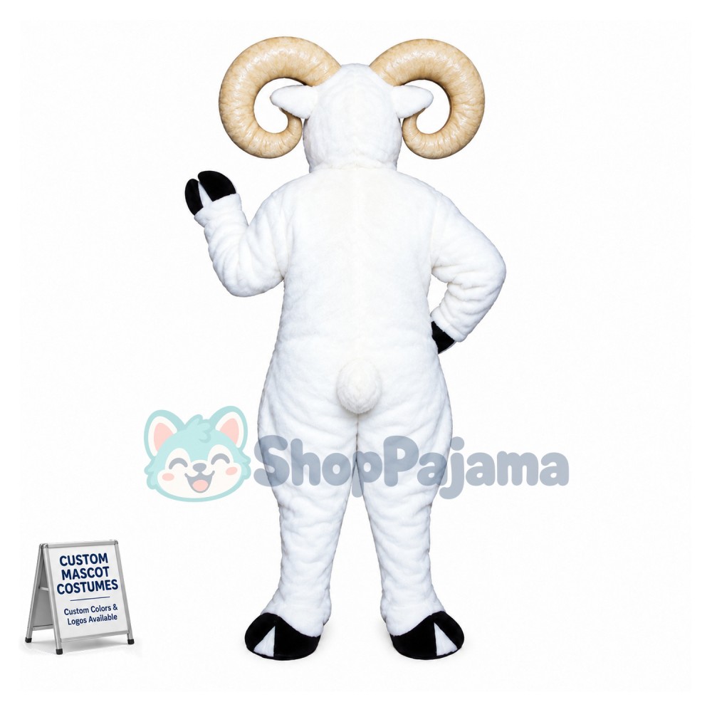 White Ram Animal Lightweight Mascot Costume 