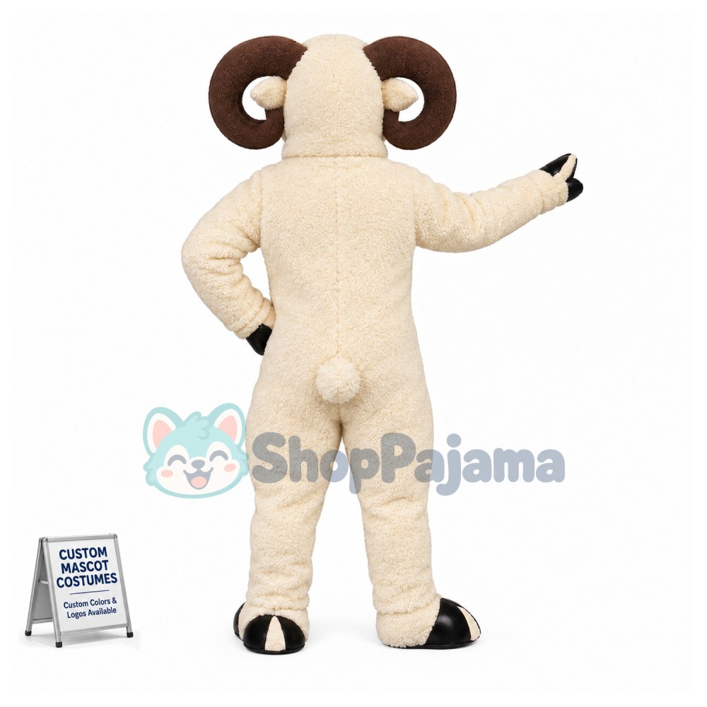 Pessimistic White Ram Animal Lightweight Mascot Costume 