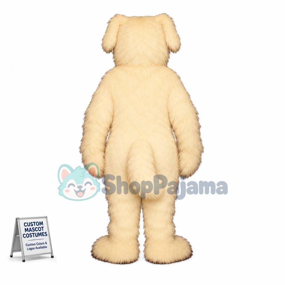 Fluffy White Dog Mascot Costume 