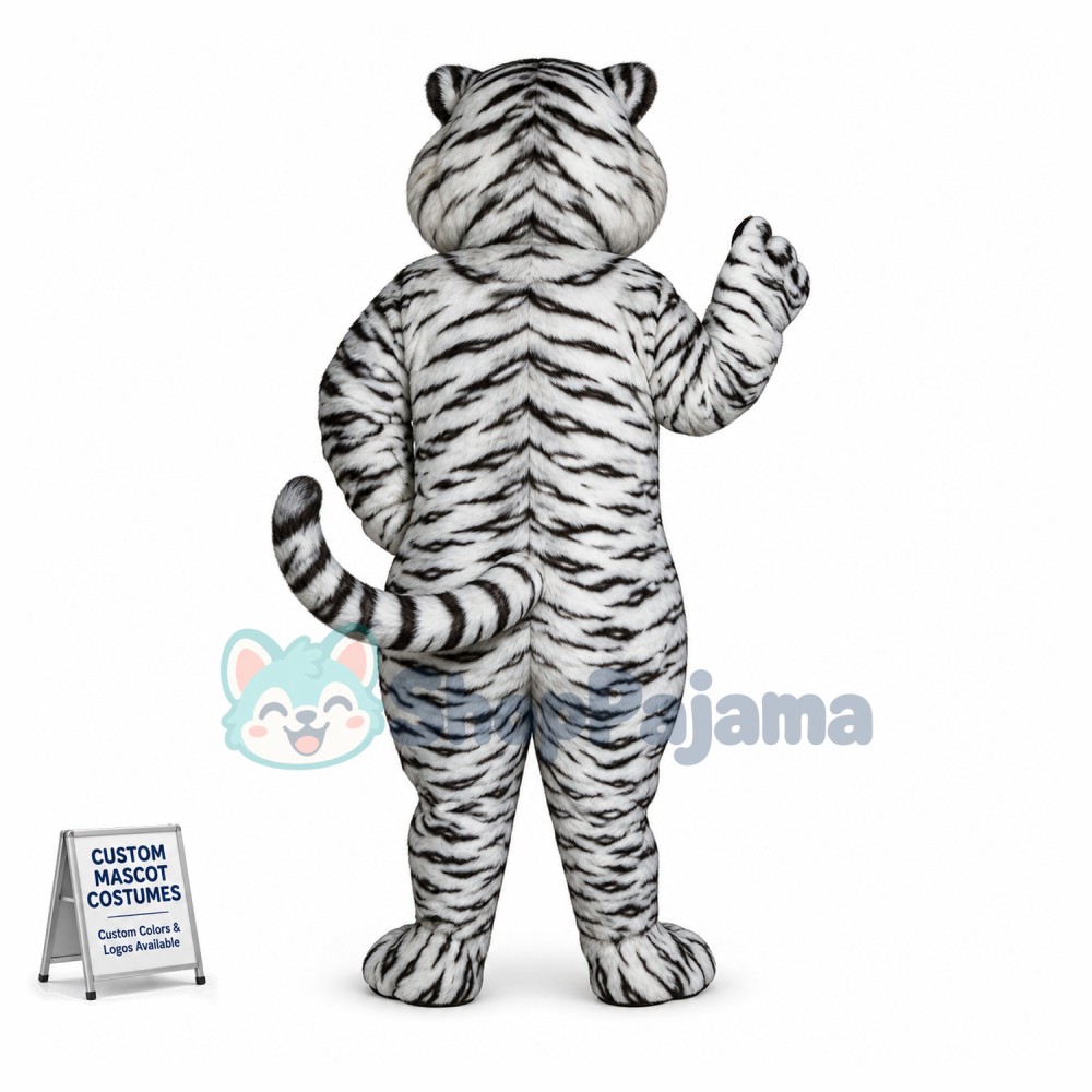 Growling White Tiger Mascot Costume 