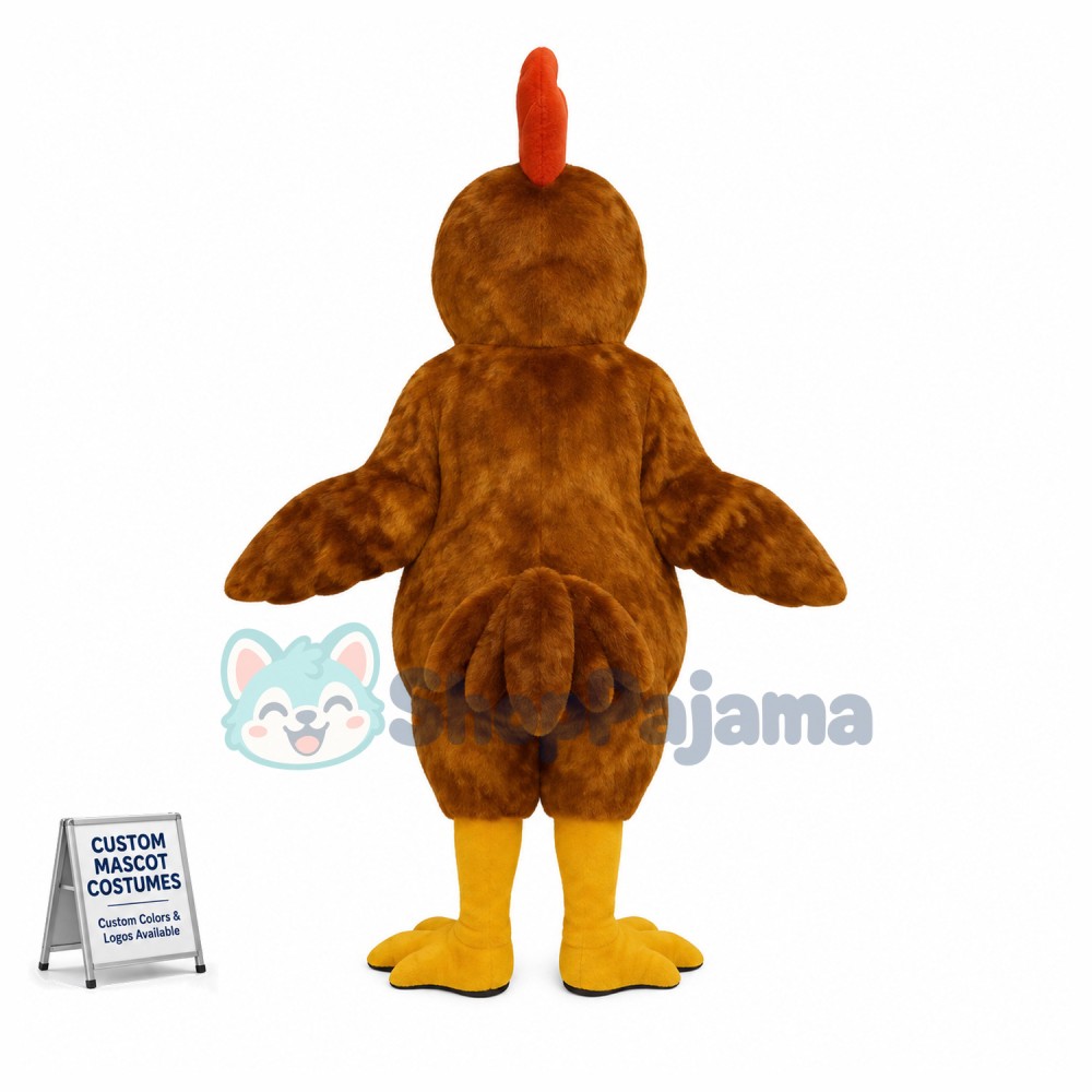 Sleepy Brown Chicken Mascot Costume 
