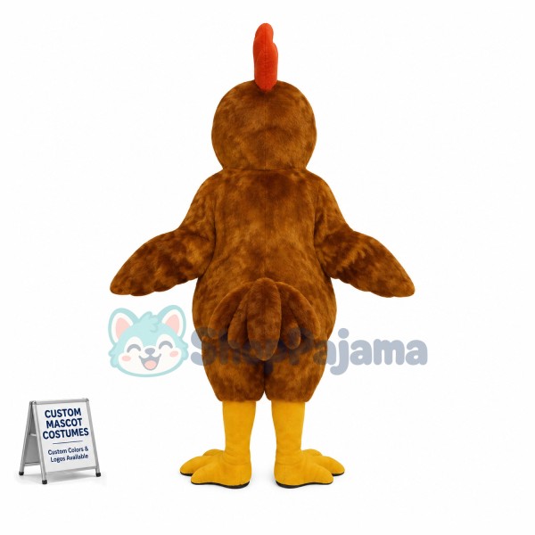 Sleepy Brown Chicken Mascot Costume 