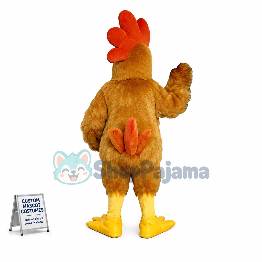 Brown Rooster Mascot Costume For Adult