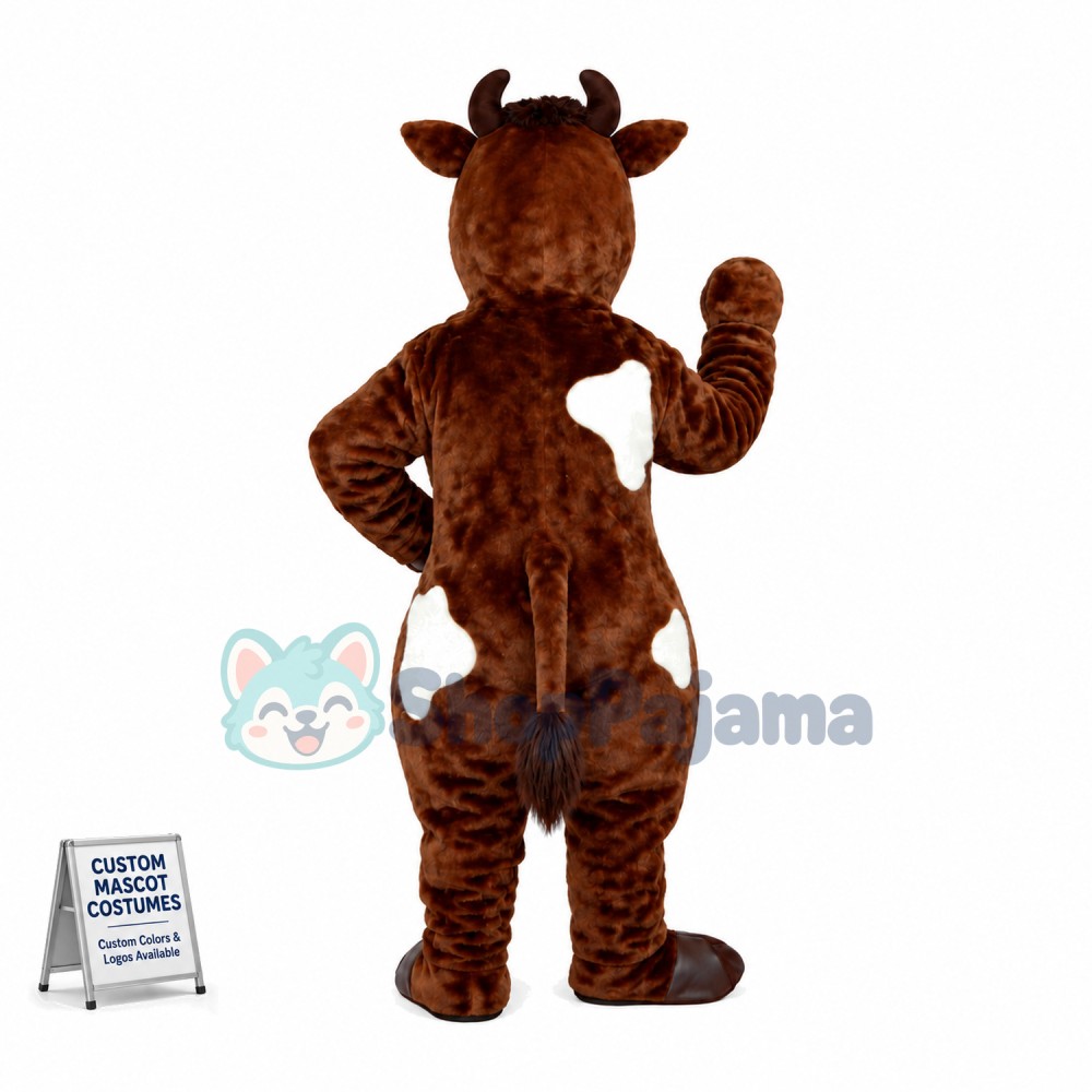 White-brown Cow Mascot Costume	