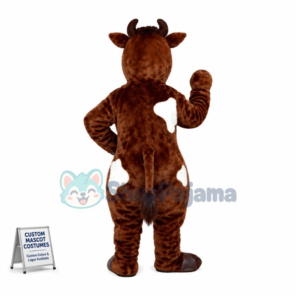 White-brown Cow Mascot Costume	