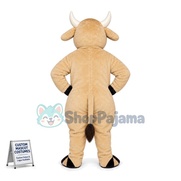 Beige Cattle Mascot Costume	