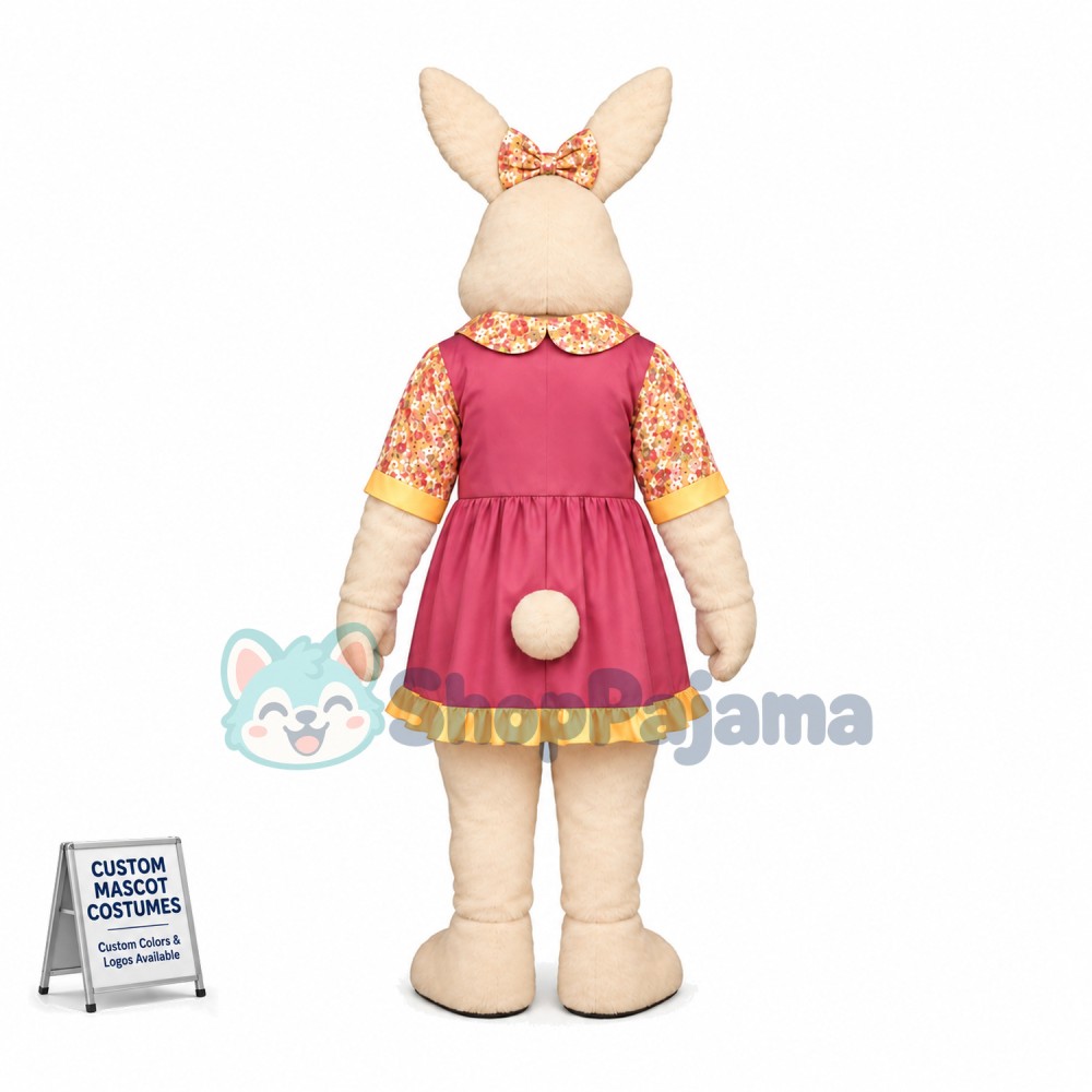 Pretty White Bunny Girl Mascot Costume Suit Fancy Dress 